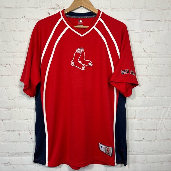 Majestic Boston Red Sox Shirt Jersey Mens Large Red Blue Embroidered MLB. - Picture 1 of 13